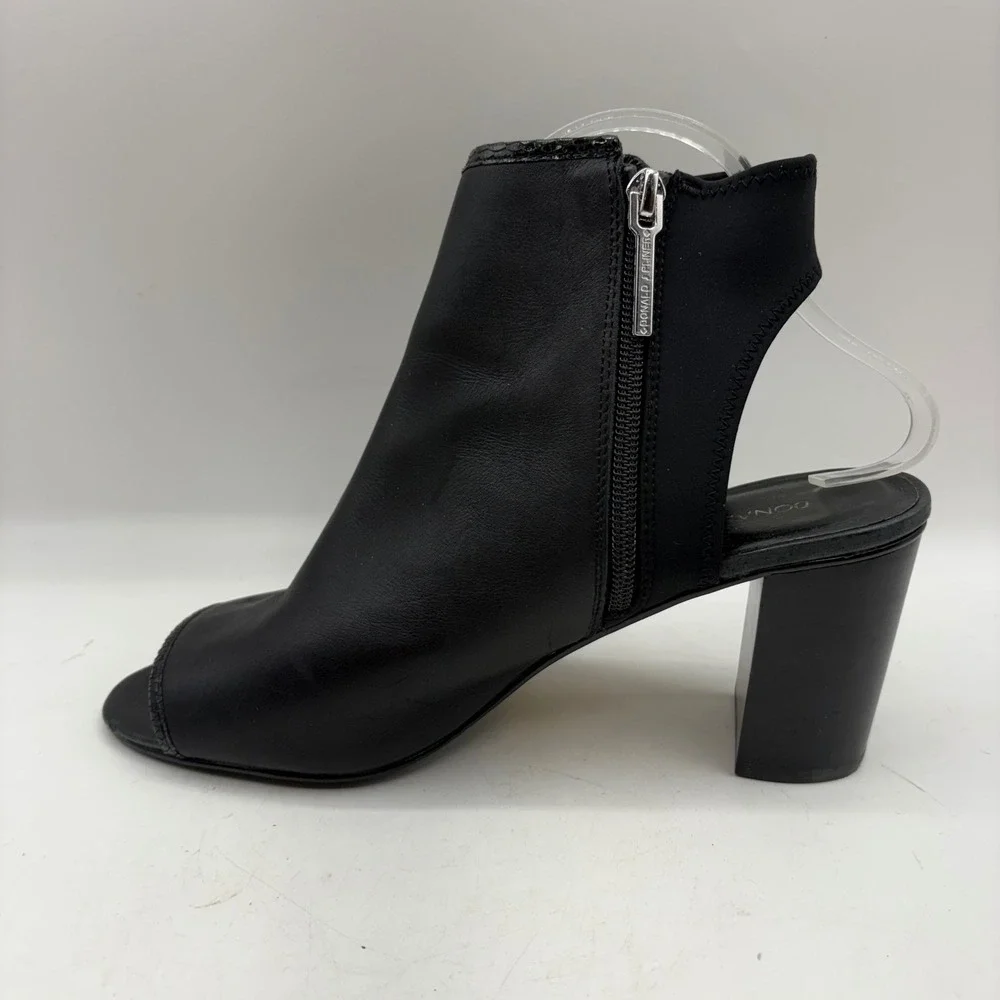 Donald J Pliner Black Leather Peep Toe Slingback Block Heel Booties Women 9 - Picture 5 of 10